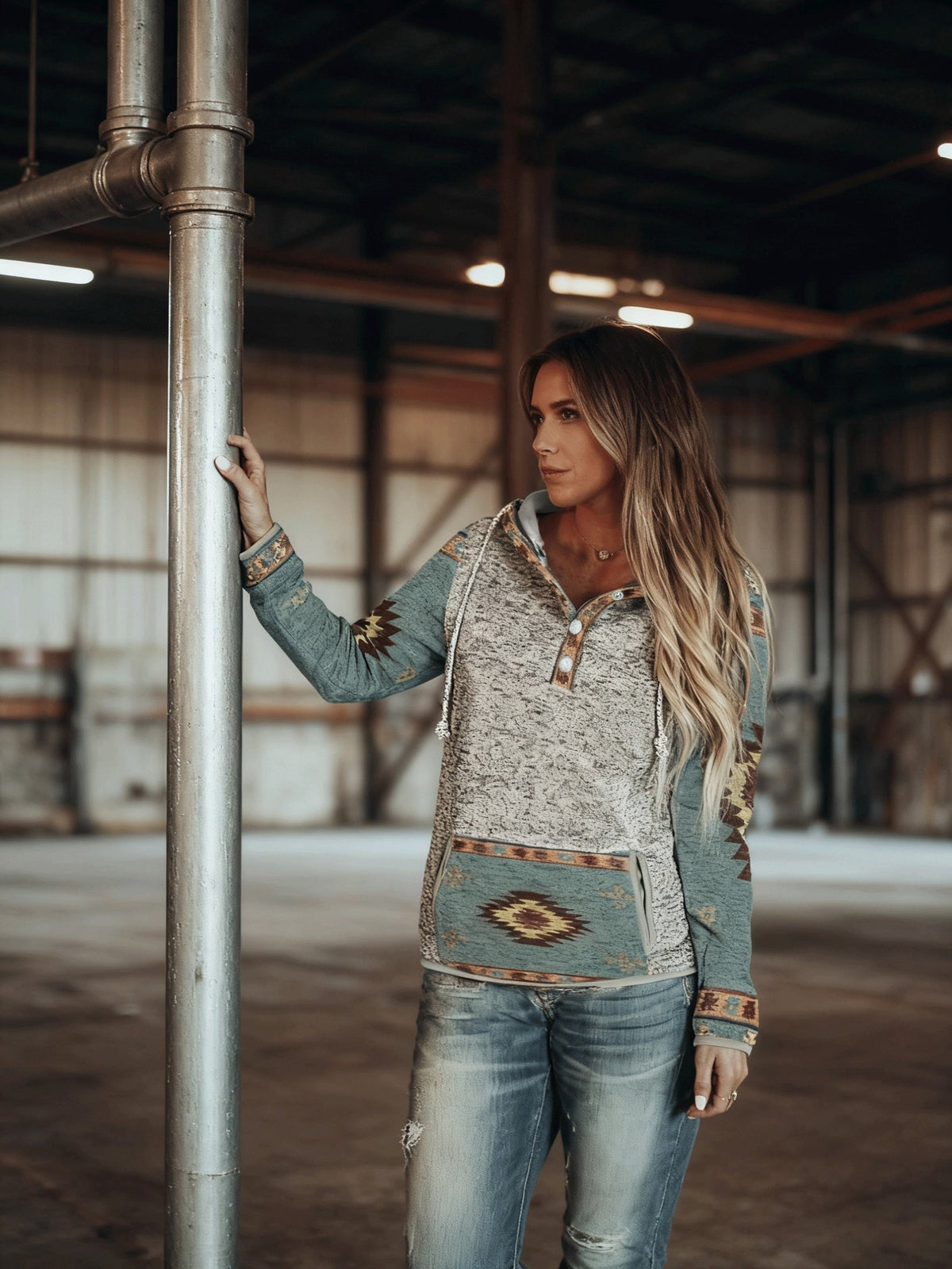 Western-Inspired Hooded Sweatshirt