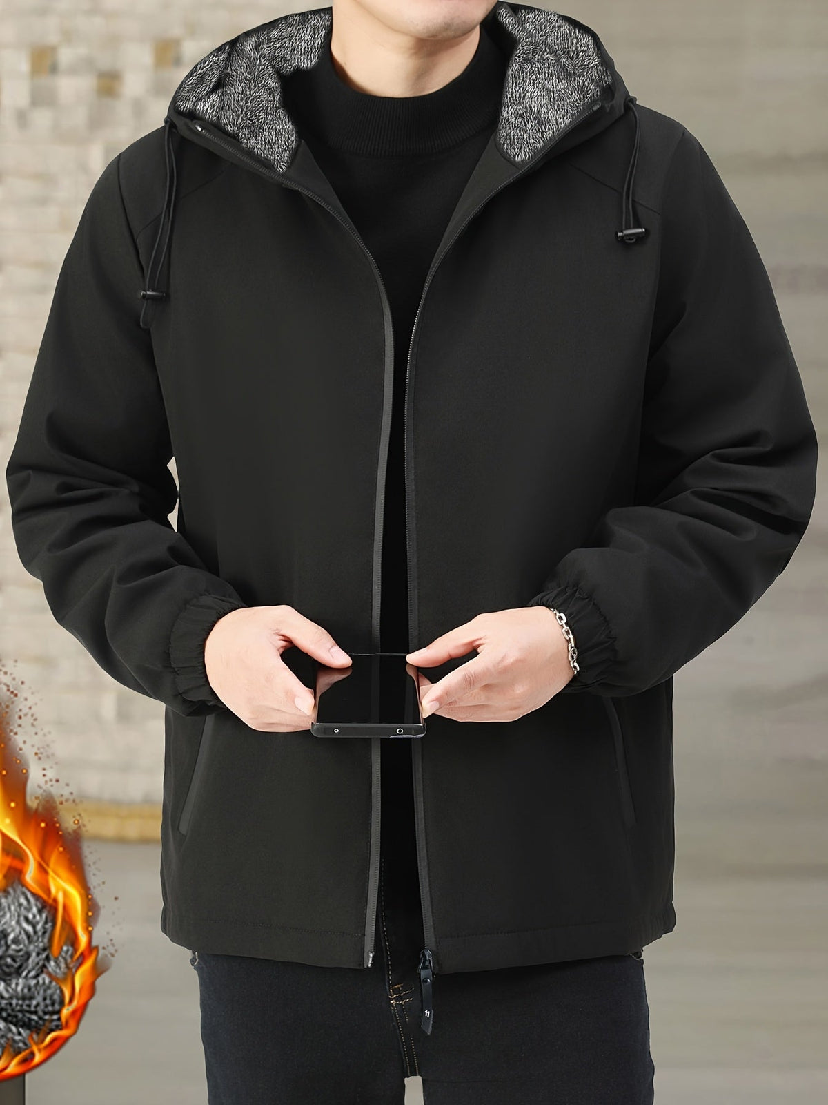 Fleece-Lined Hooded Jacket