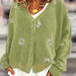 Floral Embroidered Button-Front Cardigan