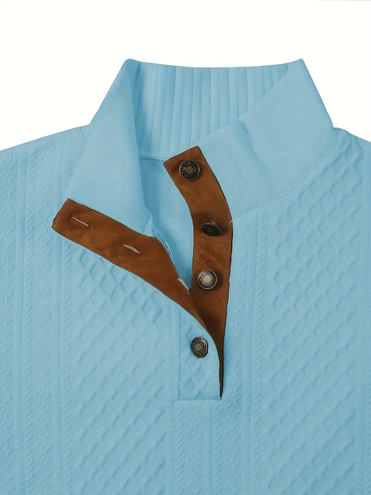 Stand Collar Button Henley Sweater