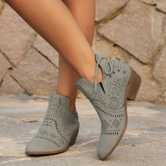 Cutout Detail Ankle Boots