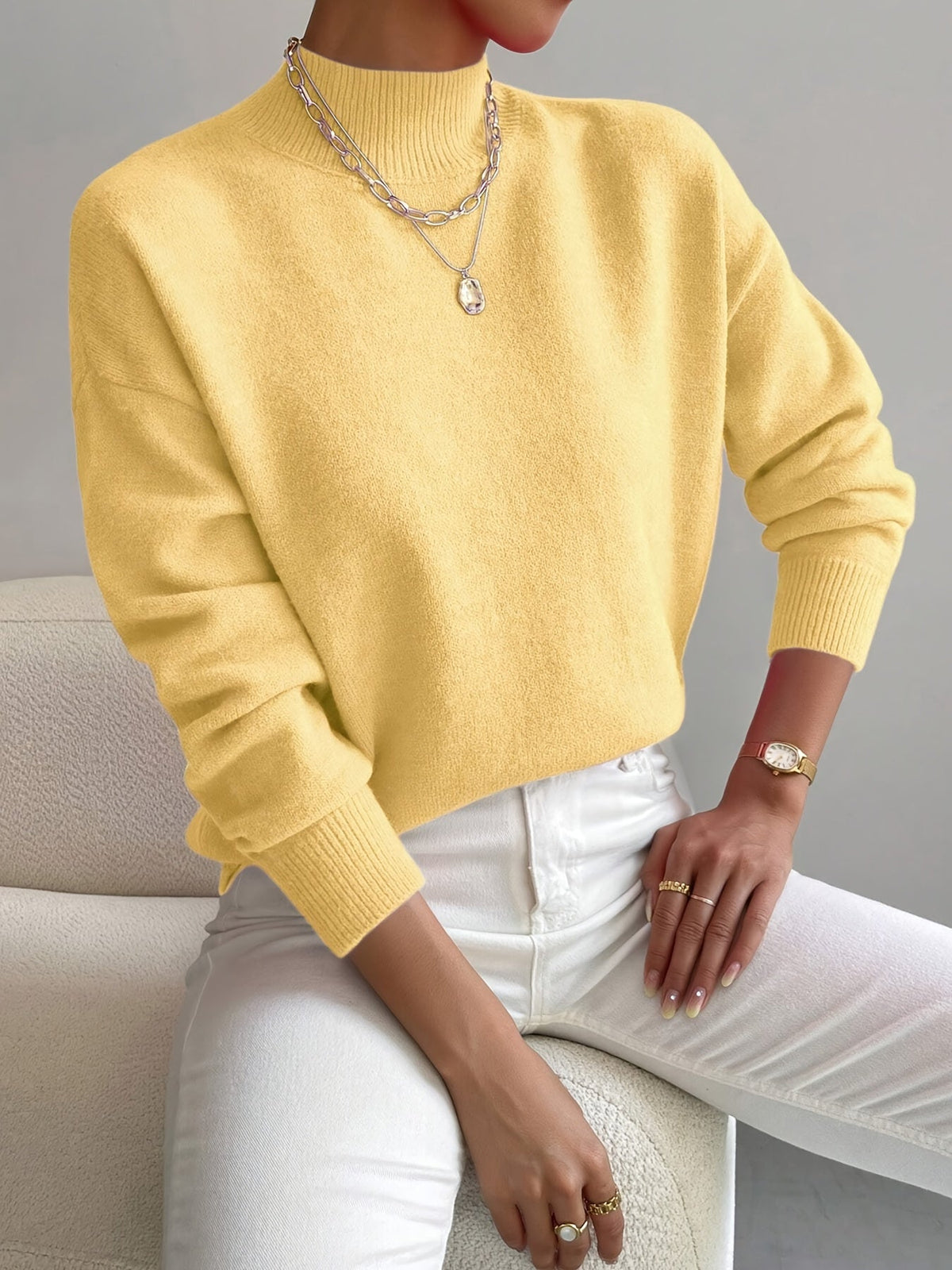Mock Neck Relaxed Fit Sweater