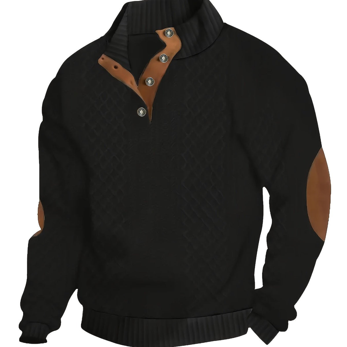 Stand Collar Button Henley Sweater