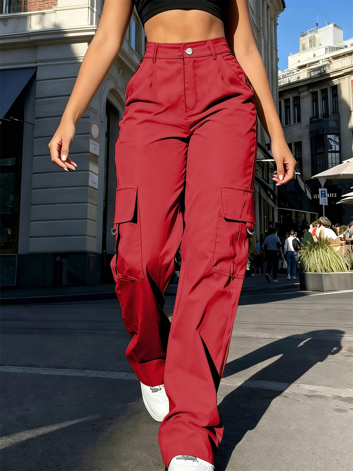 High-Waisted Wide-Leg Cargo Pants