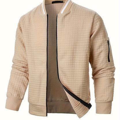 Textured Zip-Up Bomber Jacket
