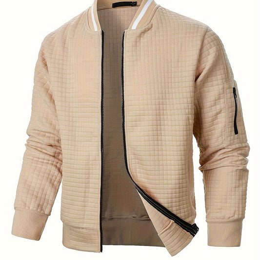 Textured Zip-Up Bomber Jacket