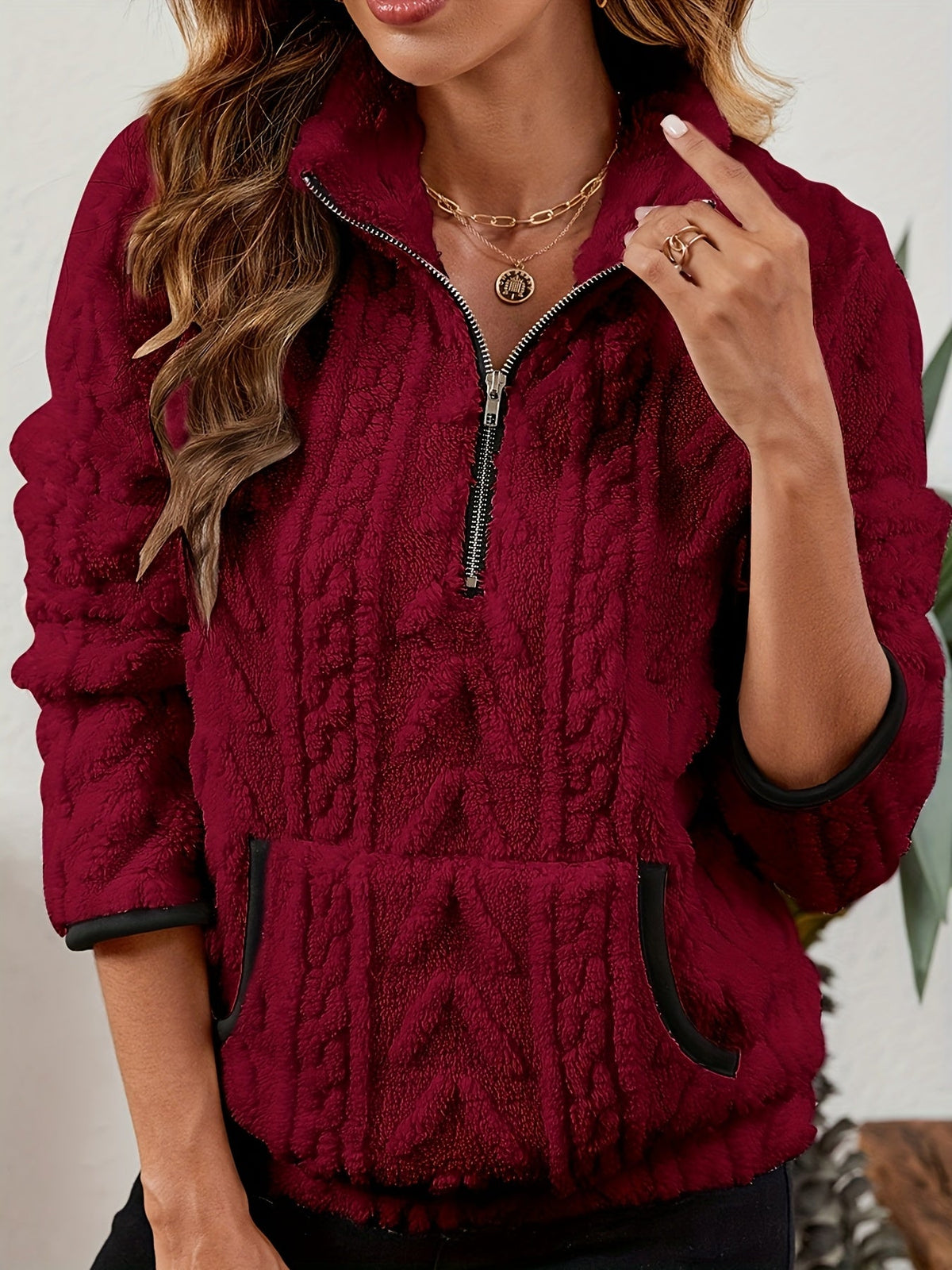 Half-Zip Textured Pullover