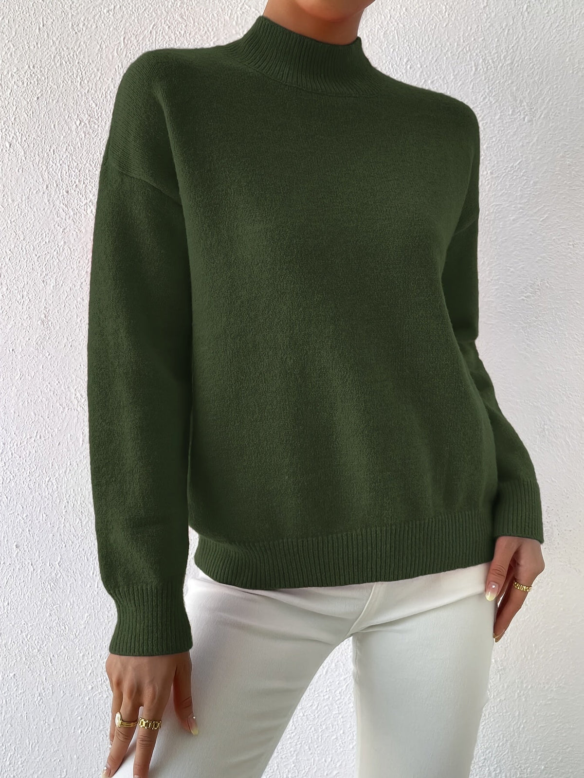 Mock Neck Relaxed Fit Sweater