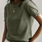 Fine-Knit Short Sleeve Sweater
