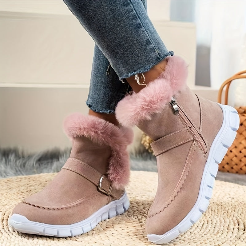 Plush-Trimmed Winter Ankle Boots