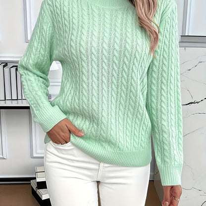 Cable-Knit Round Neck Sweater
