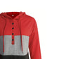 Color Block Button-Neck Hoodie