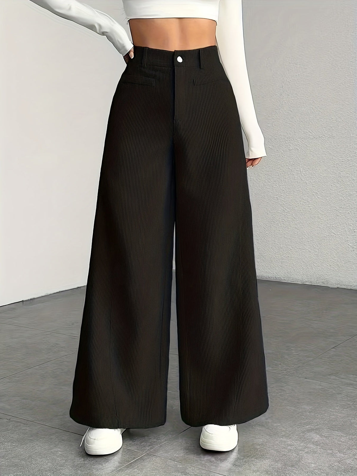 High-Waisted Wide-Leg Trousers