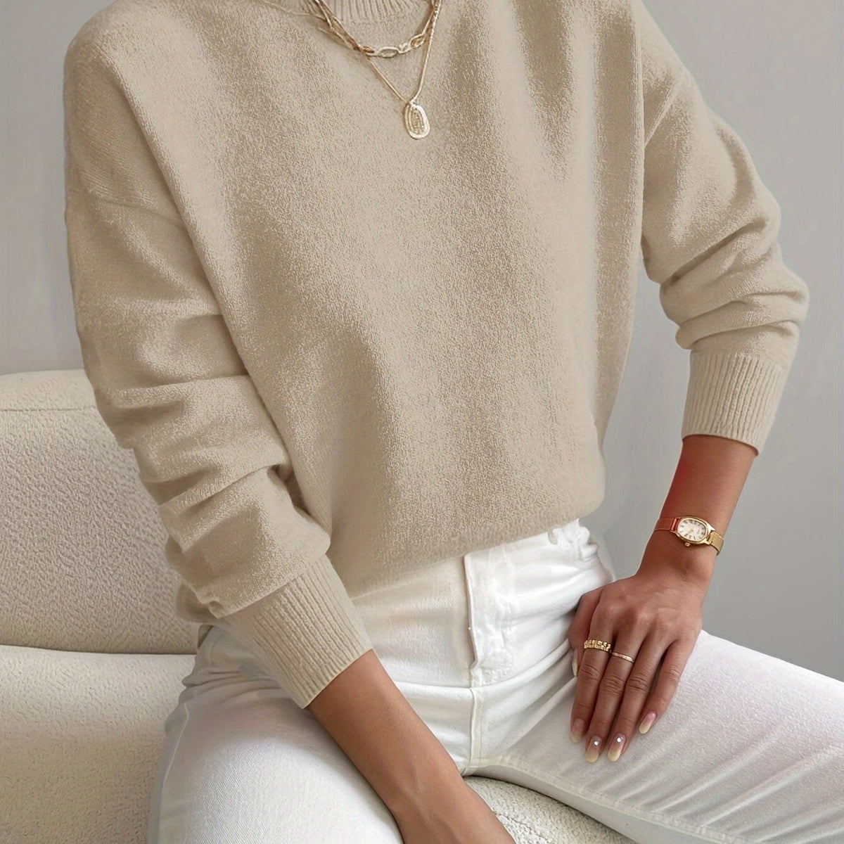 Mock Neck Relaxed Fit Sweater