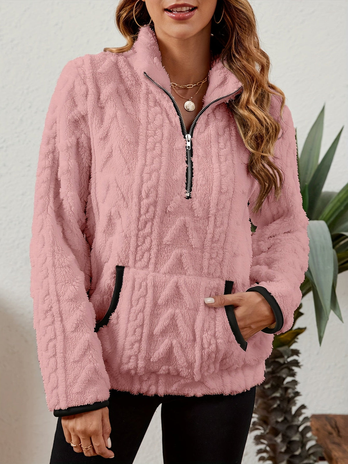 Half-Zip Textured Pullover