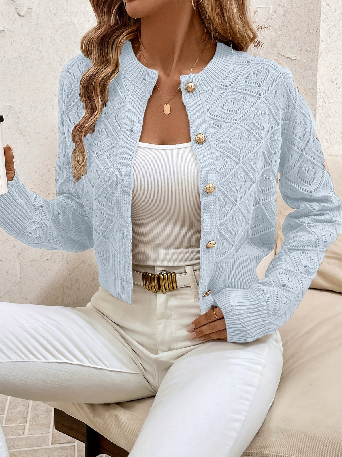 Textured Button-Front Cardigan