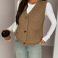 Buttoned V-Neck Knit Vest