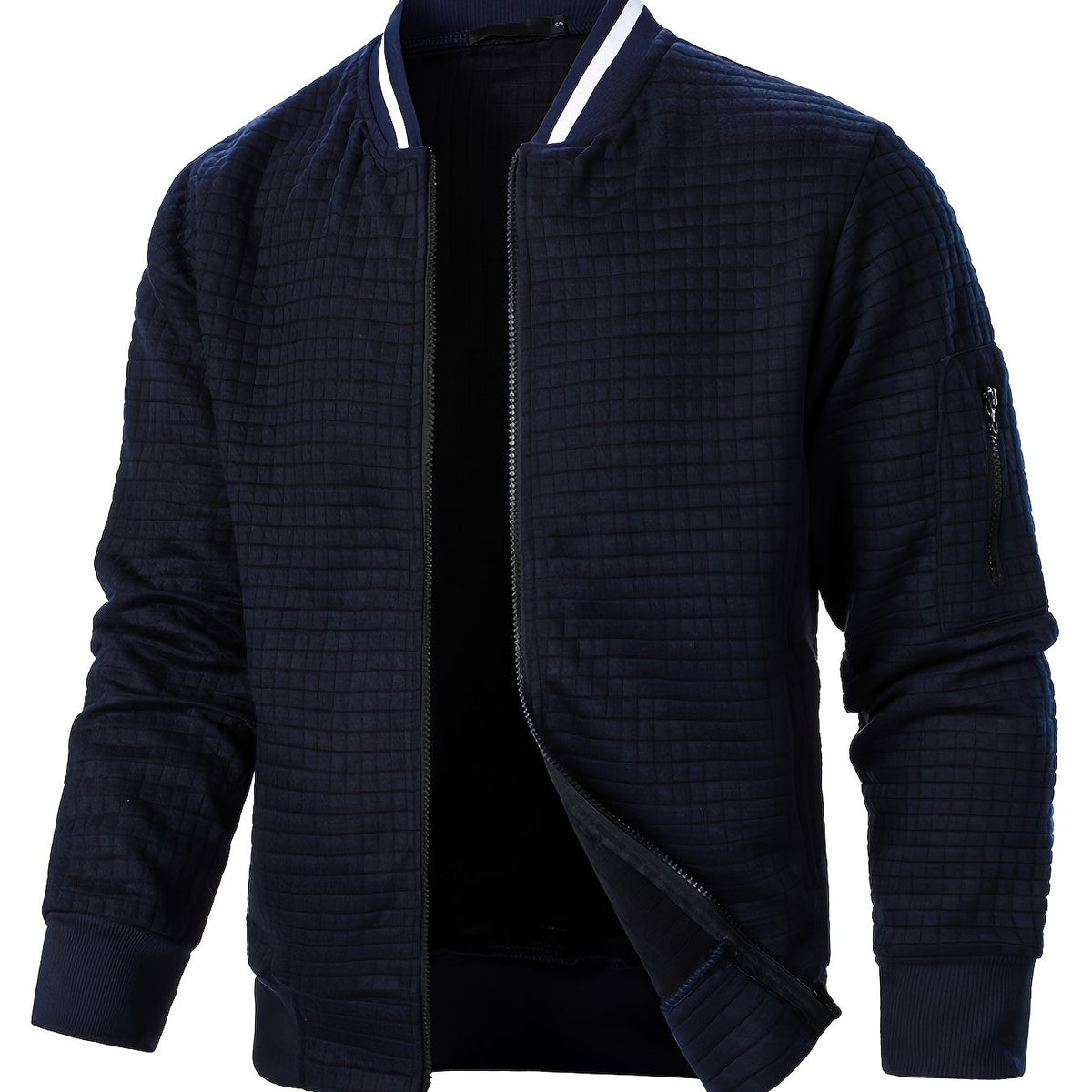 Textured Zip-Up Bomber Jacket
