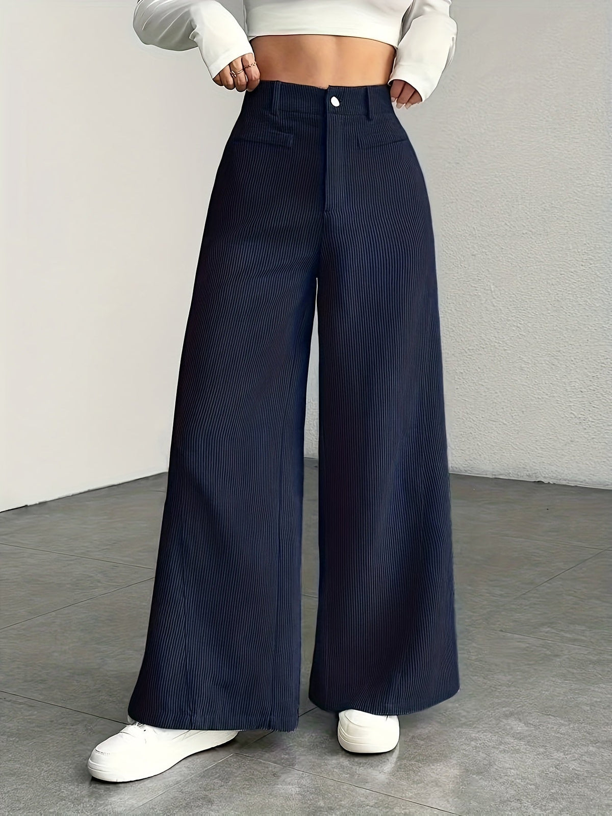 High-Waisted Wide-Leg Trousers