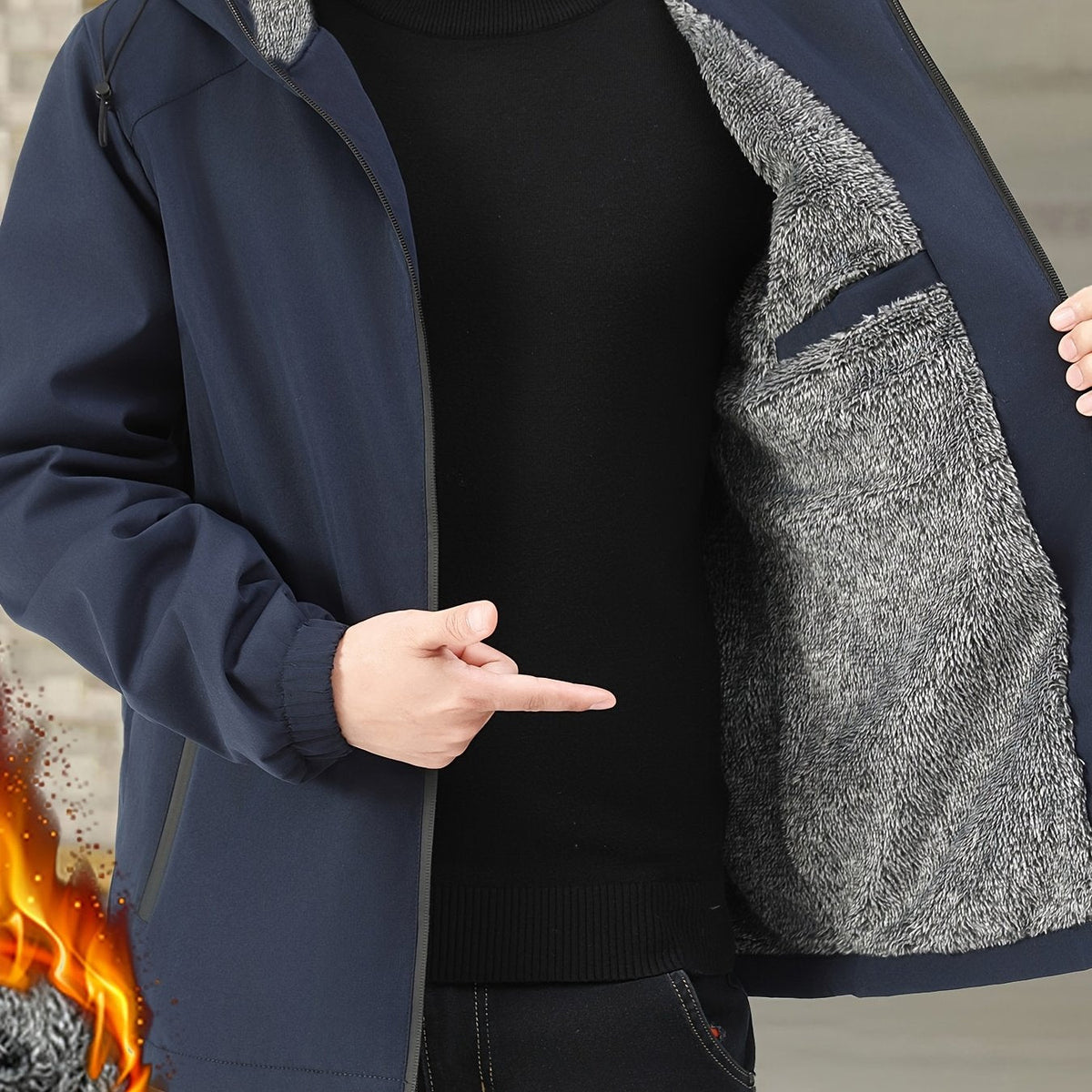Fleece-Lined Hooded Jacket