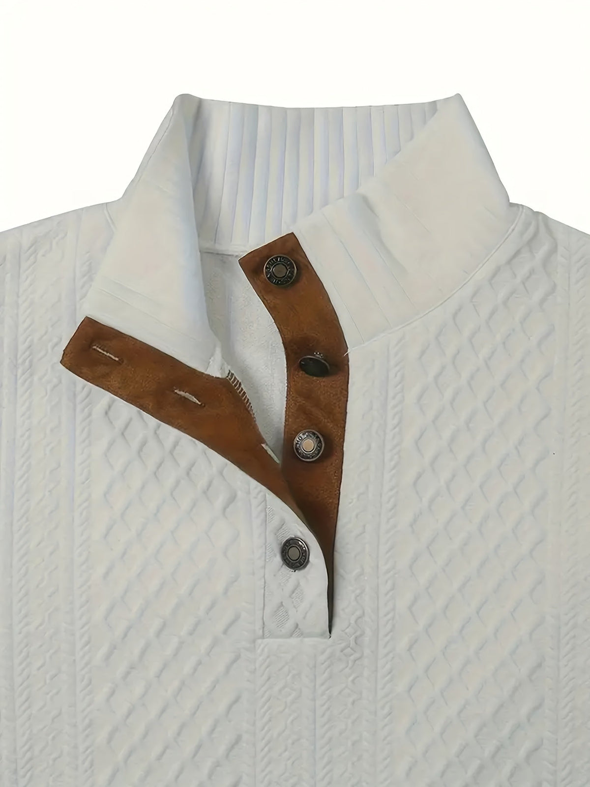 Stand Collar Button Henley Sweater