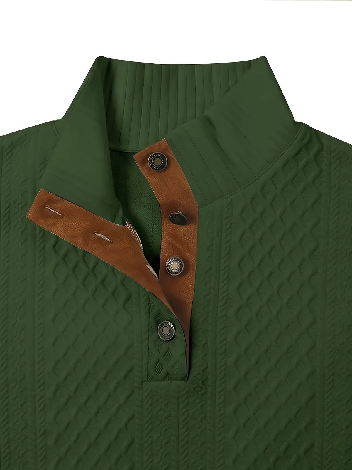 Stand Collar Button Henley Sweater