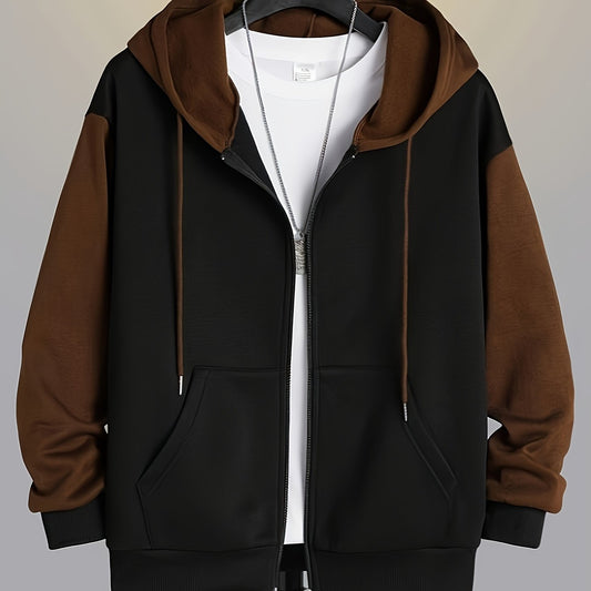 Colour Block Zip-Up Hoodie