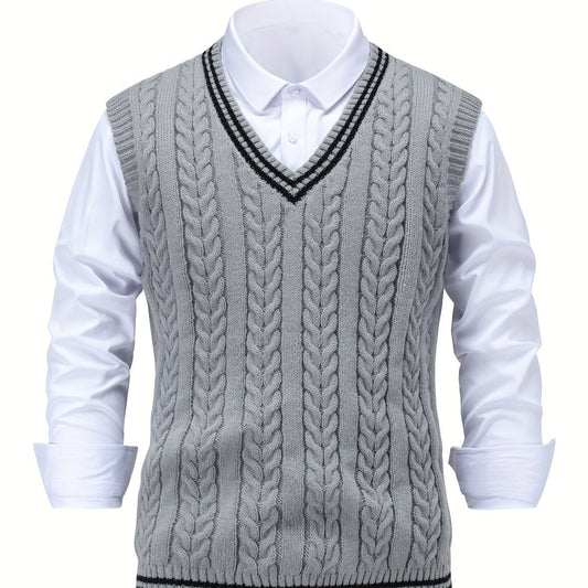 Cable-Knit V-Neck Sweater Vest