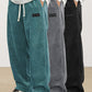 Relaxed Straight-Leg Ribbed Trousers