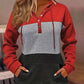 Color Block Button-Neck Hoodie