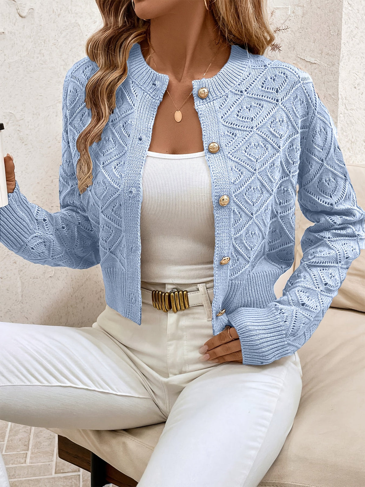 Textured Button-Front Cardigan