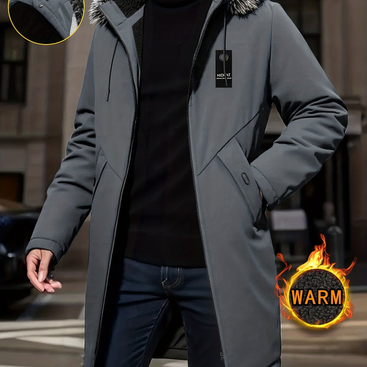 Hooded Mid-Length Parka Jacket