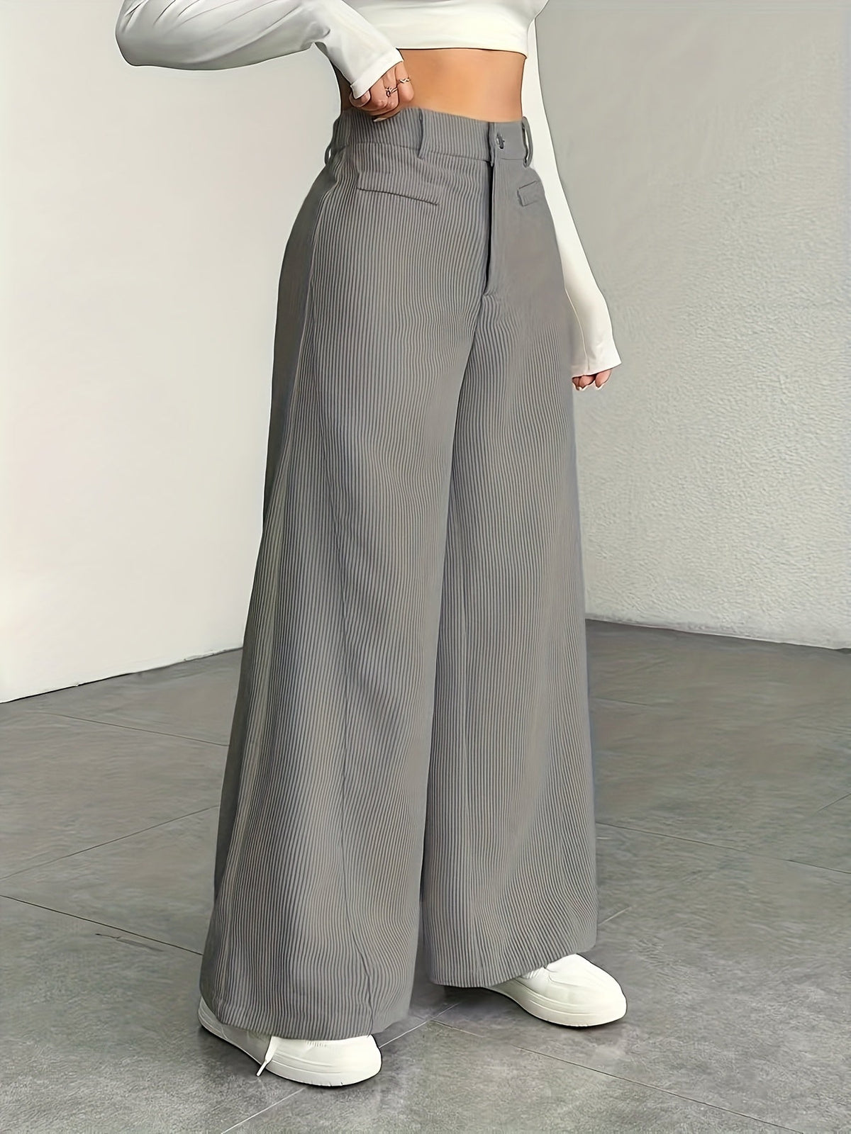 High-Waisted Wide-Leg Trousers