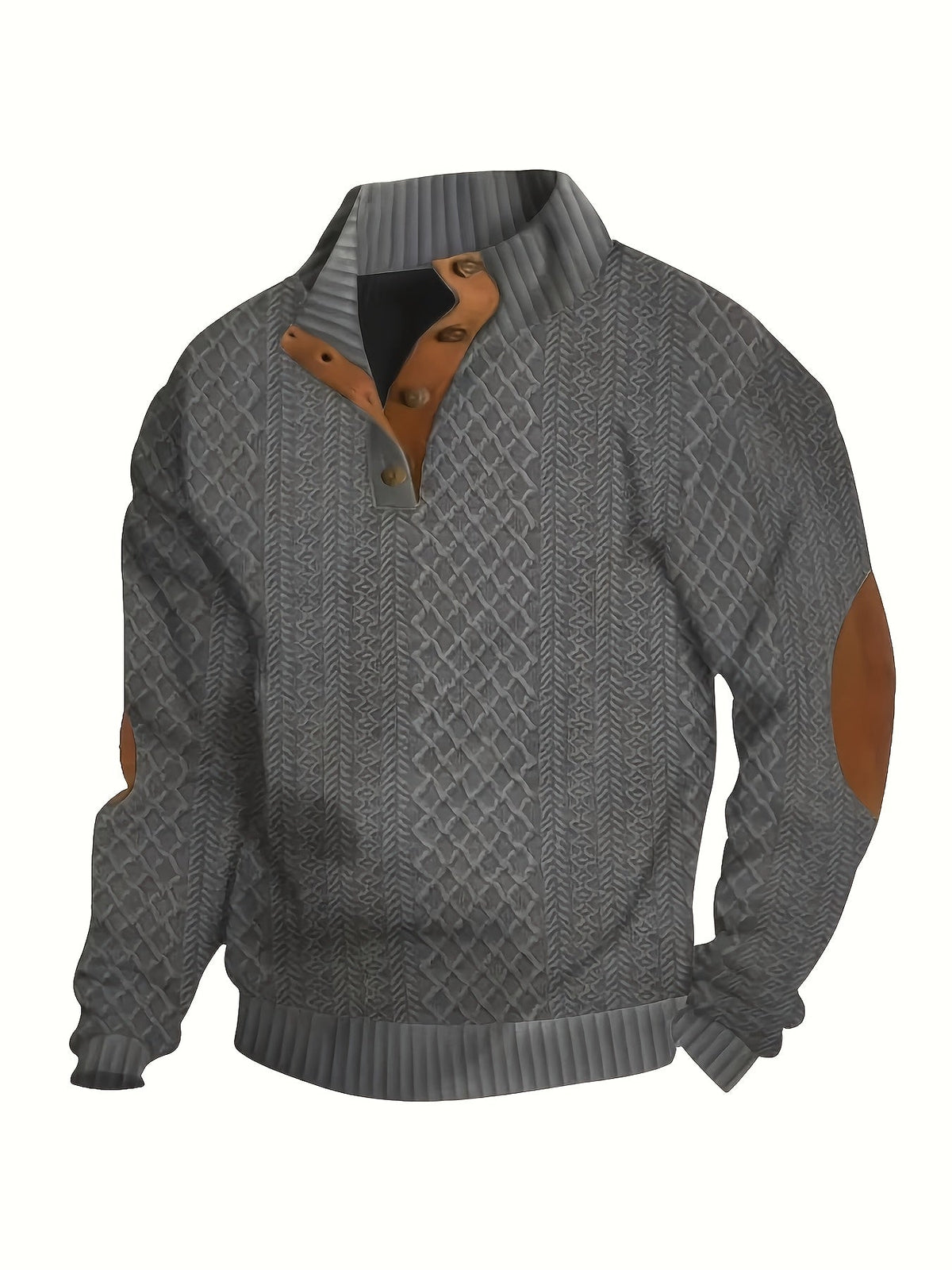 Stand Collar Button Henley Sweater