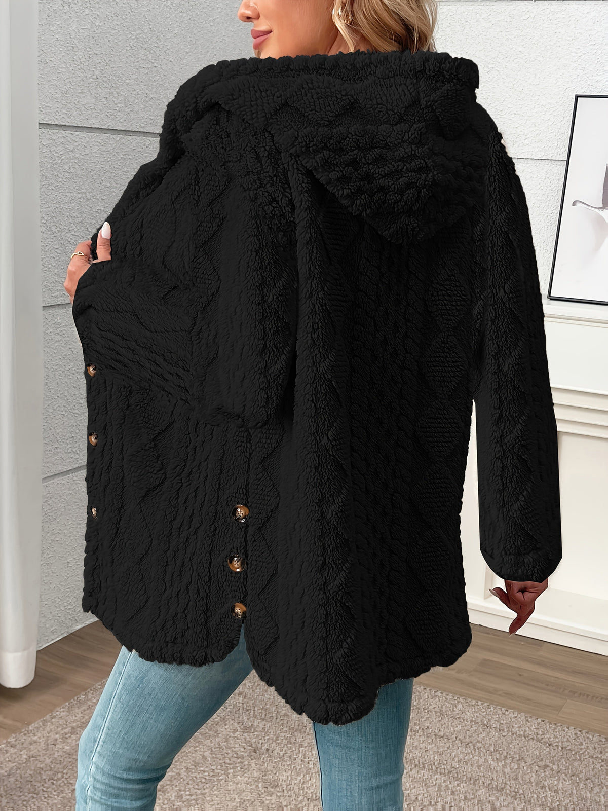 Textured Button-Front Coat