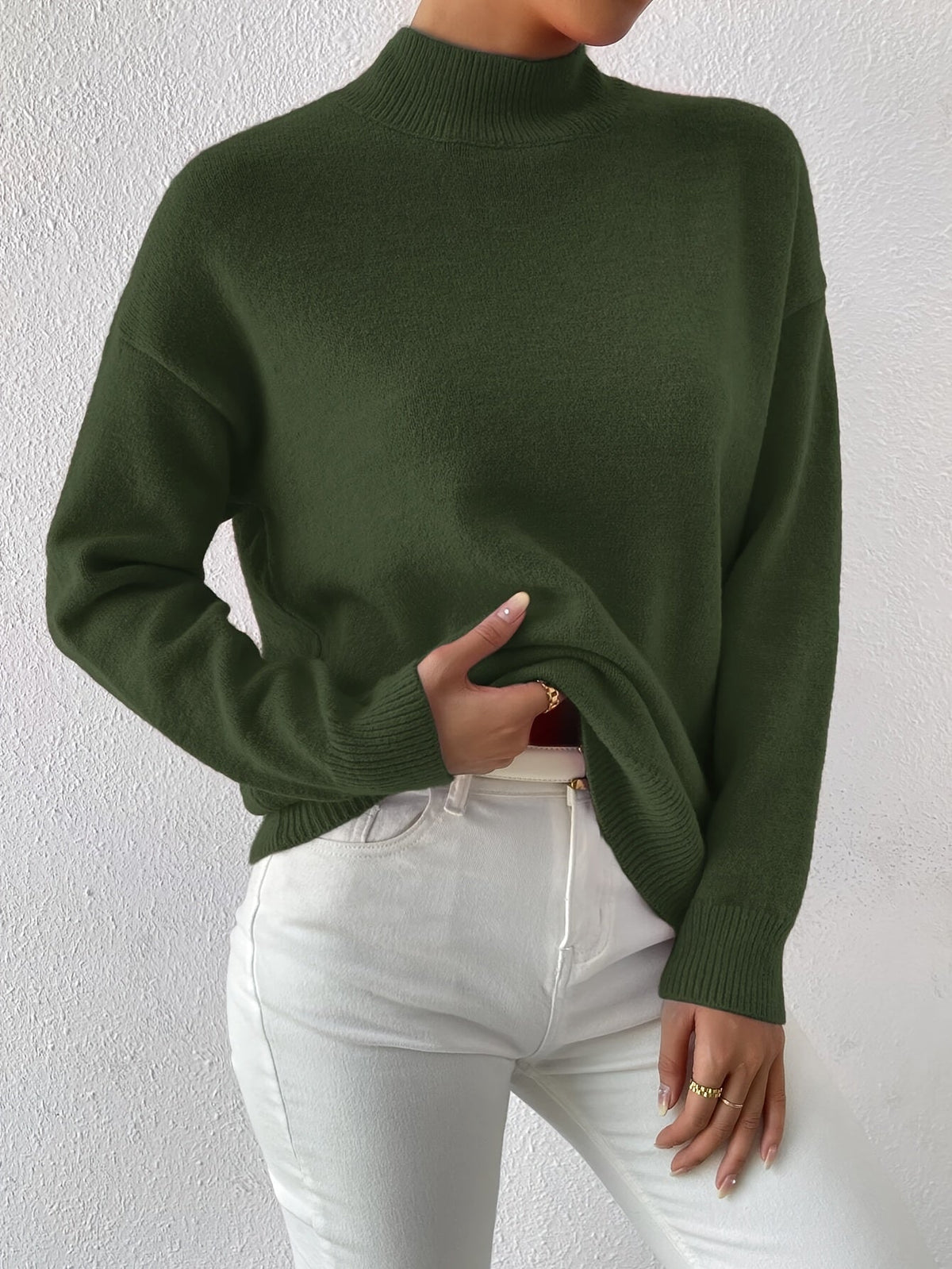 Mock Neck Relaxed Fit Sweater