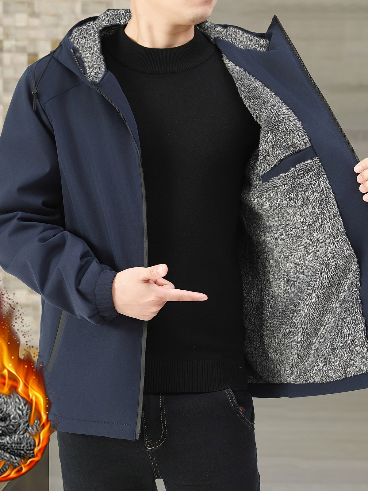 Fleece-Lined Hooded Jacket