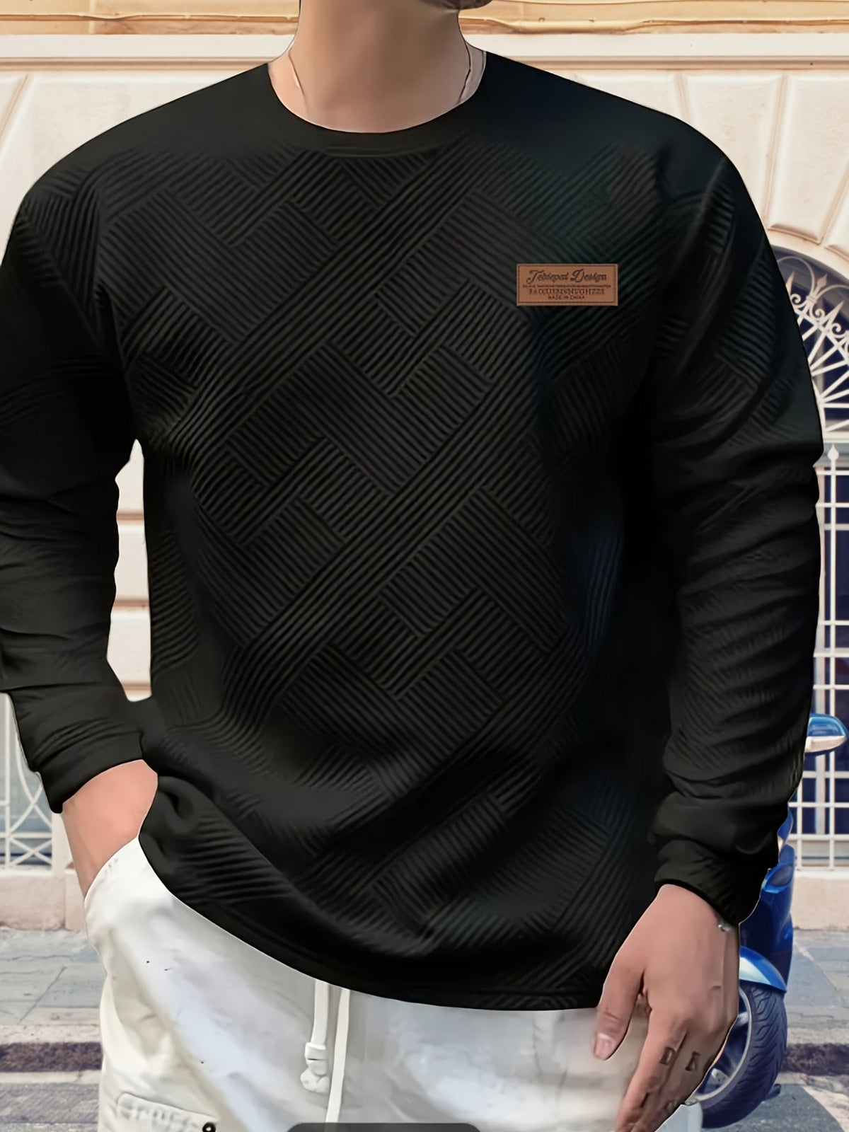 Textured Crew Neck Sweatshirt