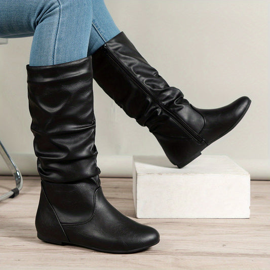 Slouched Mid-Calf Boots