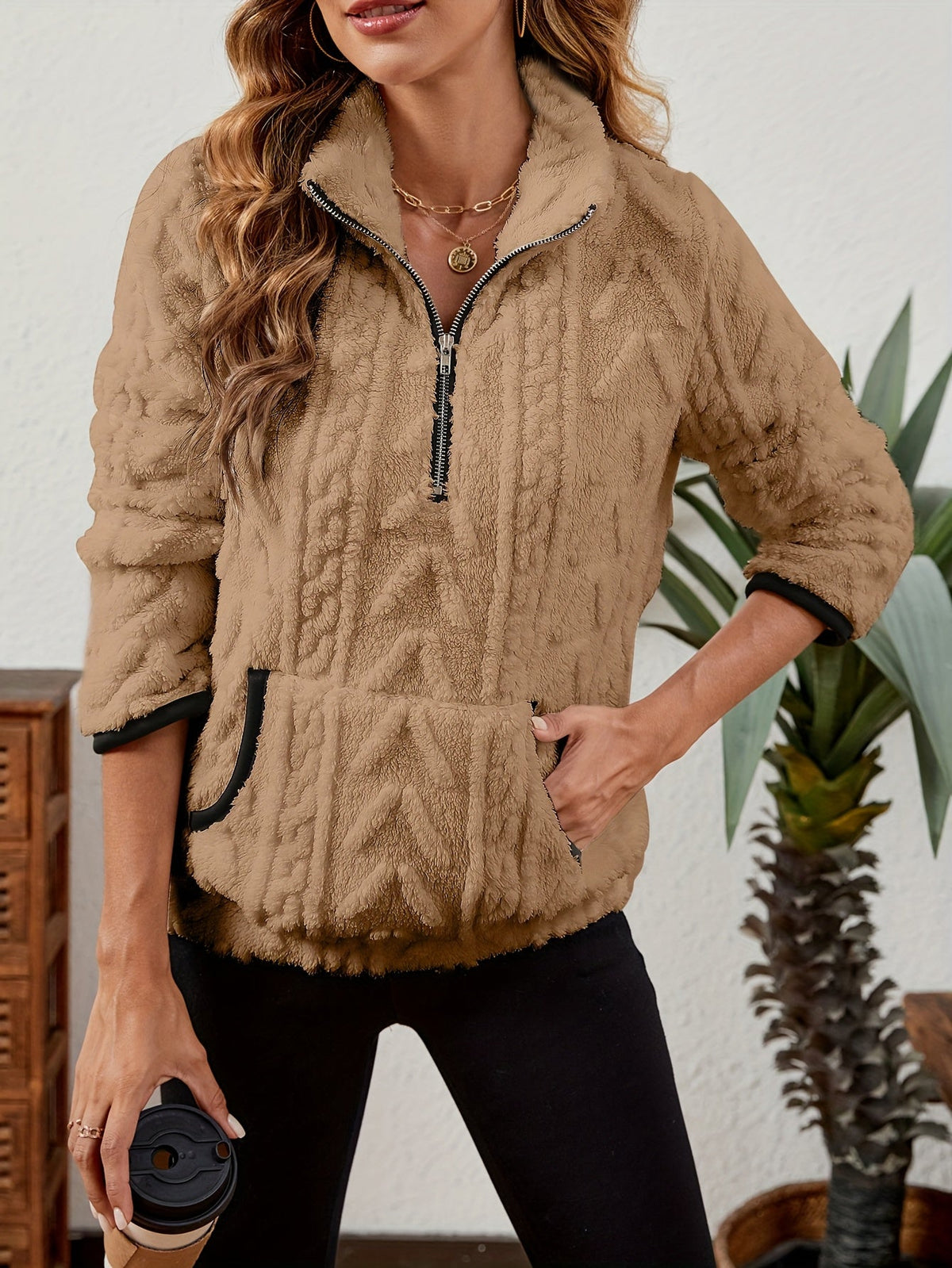 Half-Zip Textured Pullover