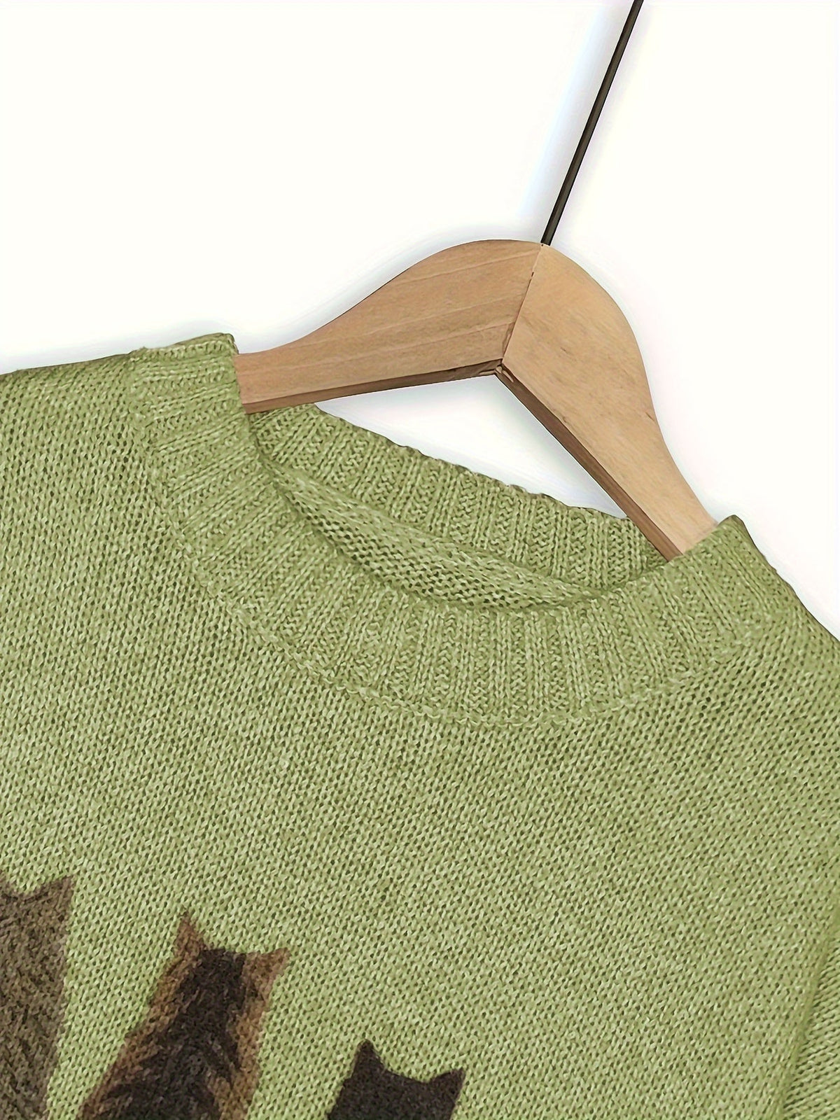 Cat-Print Knit Pullover