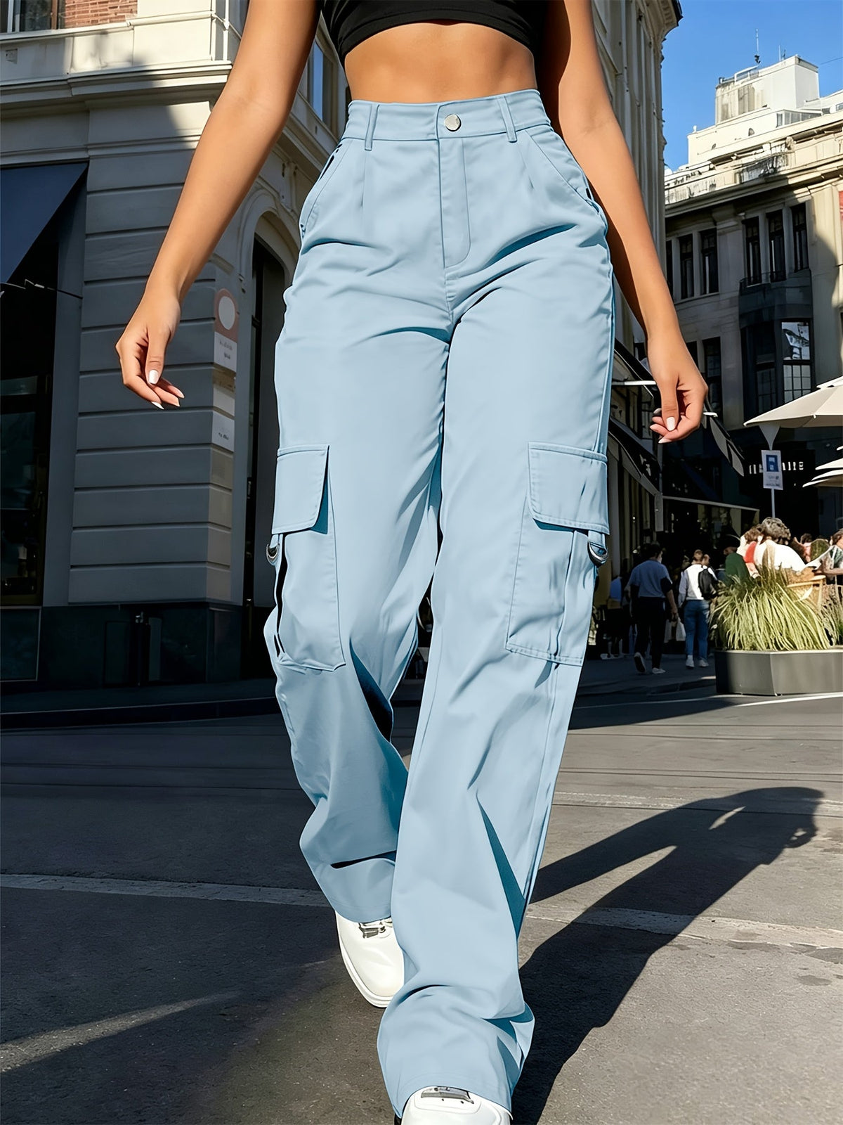 High-Waisted Wide-Leg Cargo Pants