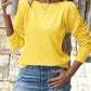 Openwork Sleeve Crew Neck Sweater