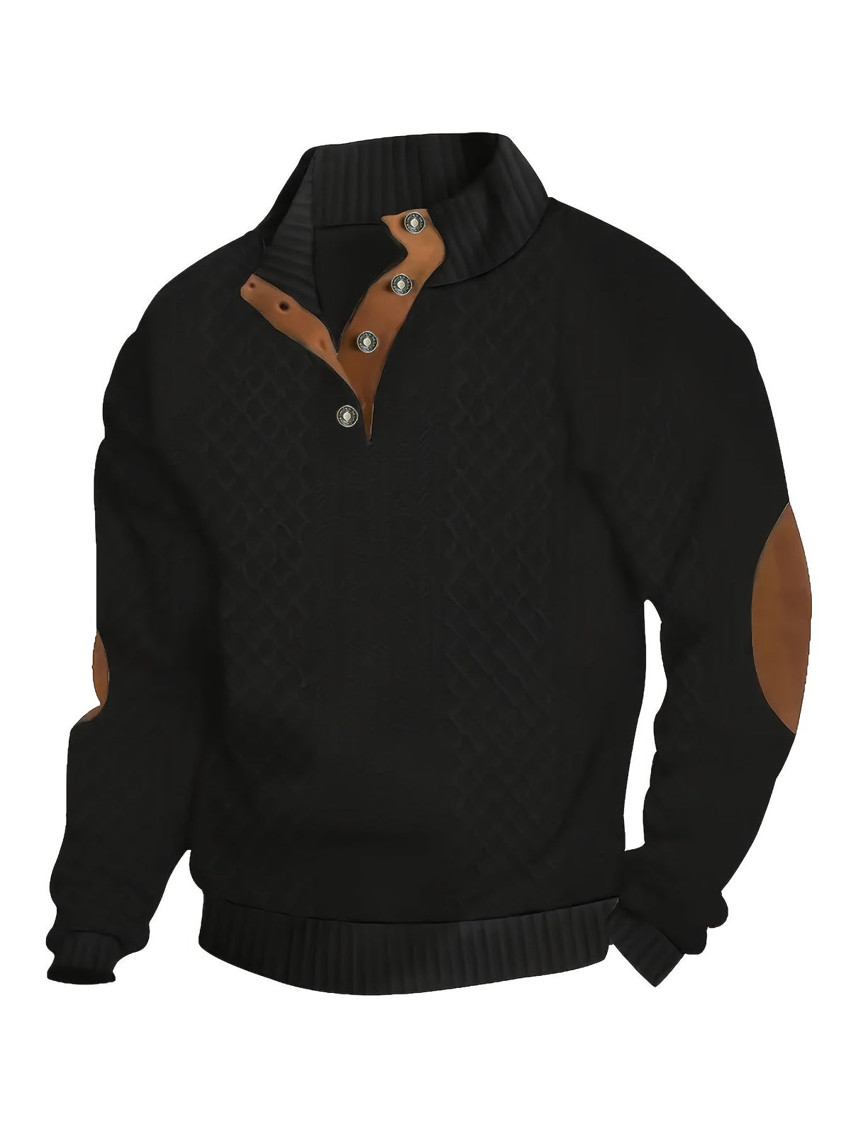 Stand Collar Button Henley Sweater