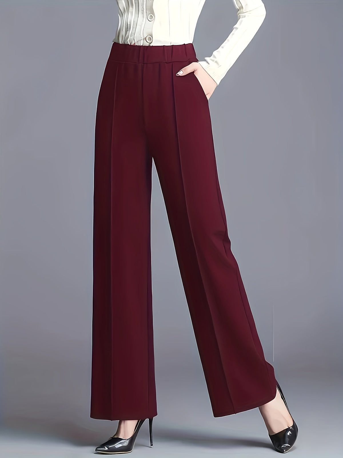 High-Waisted Wide-Leg Trousers