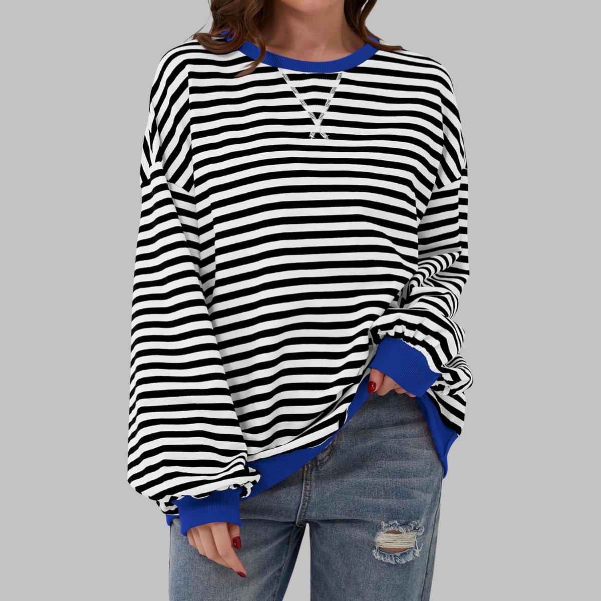 Casual Long Sleeve Striped Sweatshirt