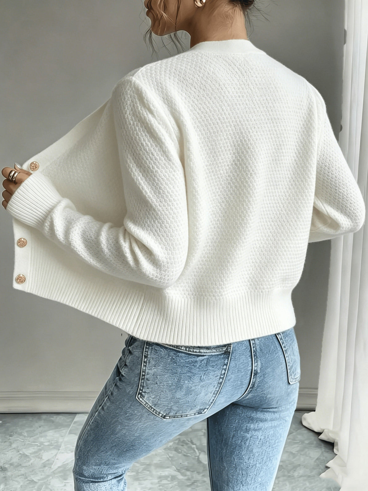 Cable-Knit Button-Front Cardigan