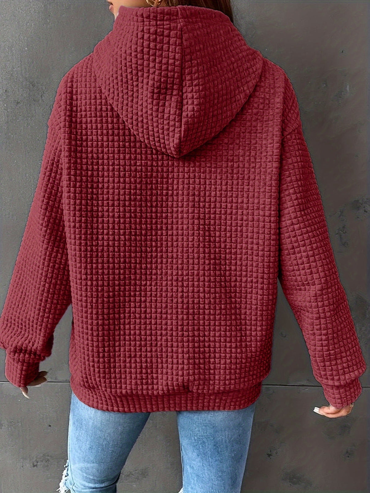 Textured Waffle Knit Hoodie