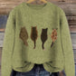 Cat-Print Knit Pullover