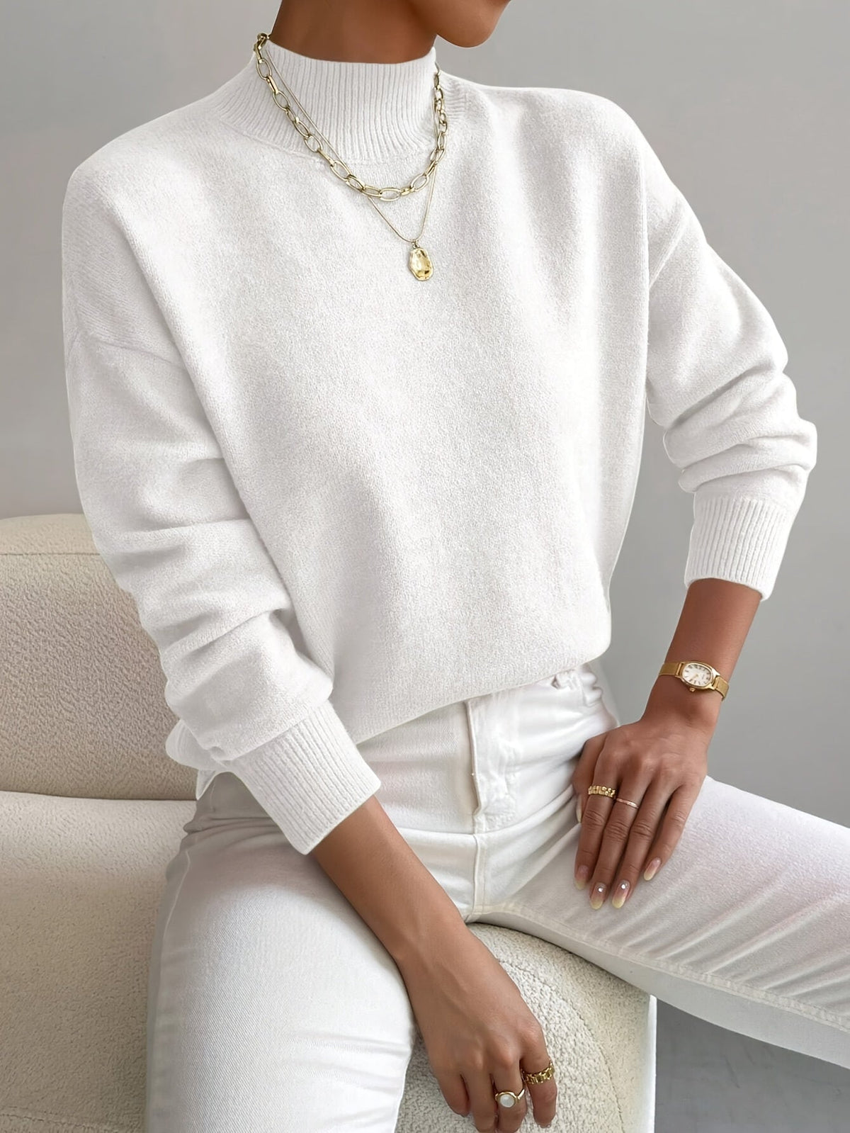 Mock Neck Relaxed Fit Sweater